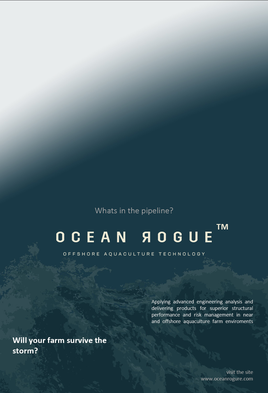 Applying advanced engineering analysis and delivering products for superior structural performance and risk management in near and offshore aquaculture farm enviroments - www.oceanrogure.com